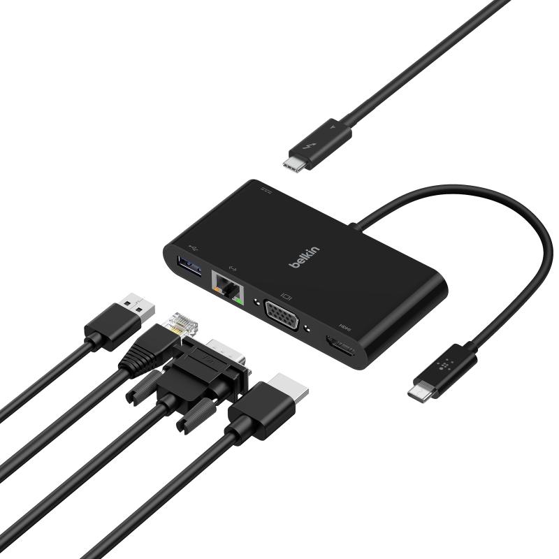 Belkin USB C ハブ MacBook Pro Thunderbolt 3対応 変換アダプタ LANポート HDMI VGA USB-A