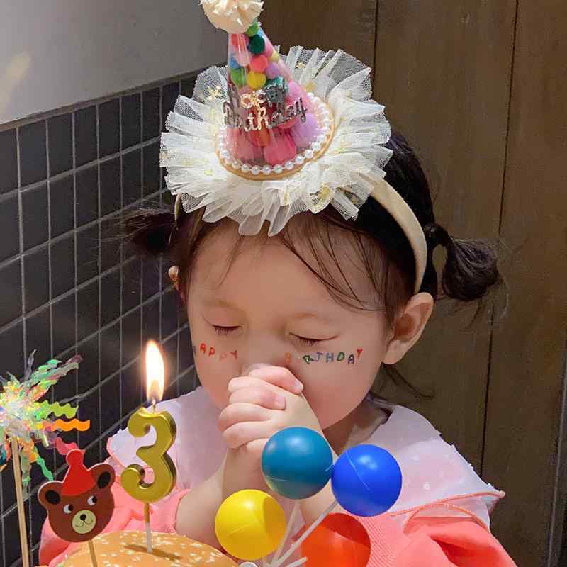 乐天商城 - バースデー ハット 誕生日 パーティー 装飾 アイテム グッズ かわいい ドーパミン 1歳の ヘア ボール ヘッド バンド プリンセス ガール 子供 カード