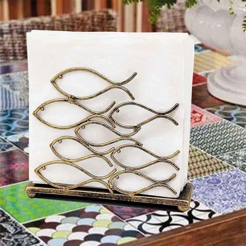 紙ナプキン スタンド 魚 モチーフ ティッシュ ペーパータオル ホルダー 卓上 飲食店 レストラン カフェ キッチン メニュー立て ホーム 収納 テーブル 装飾 黒 銅