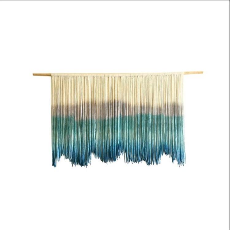 のれん おしゃれ タペストリー 壁掛け 北欧 染め 手織り 装飾 背景 寝室 玄関 リビング 家具 インテリア フリンジ 吊り下げ ボヘミアン 白 青 グレー