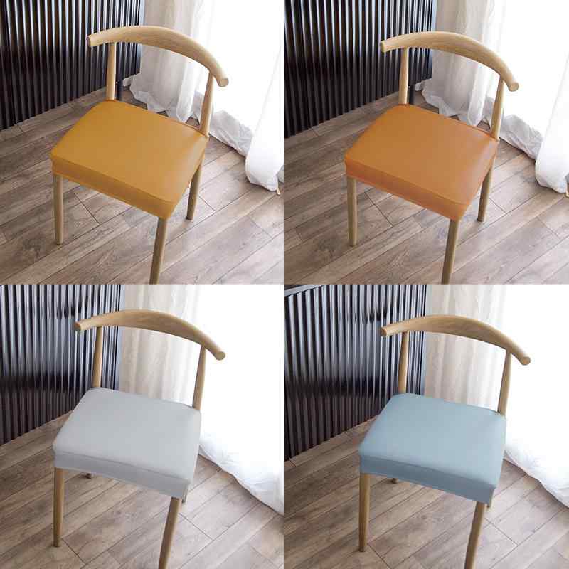 Sofa Covers - ダイニングチェアカバー 座面 ストレッチ 弾力性 レザー 防水 汚れにくい ホーン 一体型 背もたれ 椅子 セット シンプル モダン 伸縮性 柔らかい ズレにくい 家庭 ホテル レストラン オールシーズン 黒 オレンジ グレー