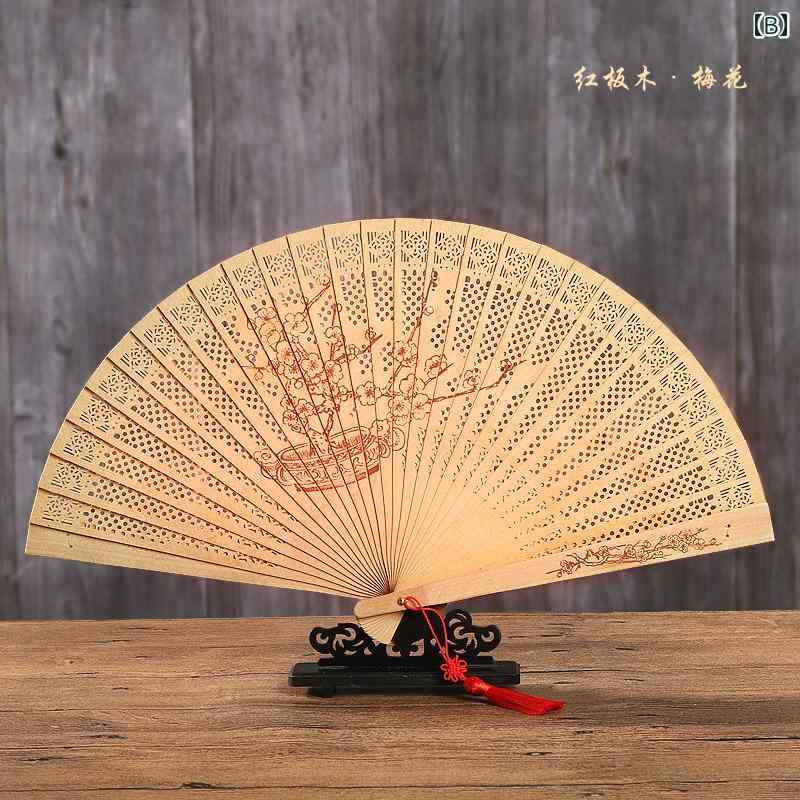 扇子 レディース 竹 夏 折りたたみ チャイナ風 和風 雑貨 うちわ 小物 レトロ 木製 タッセル プレゼント くり抜き パンダ 梅 蘭花 おしゃれ