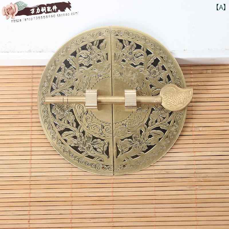 ドアハンドル アンティーク 調 ロック 鍵付き レトロ 中国風 キャビネット 銅 ハンドル オフィス diy