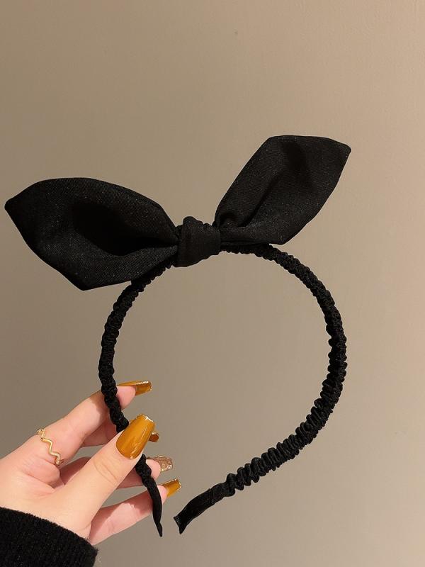 うさ耳 カチューシャ 黒 ヘアアクセサリー 布 リボン風 シンプル 普段使い バニー かわいい 女の子 コスプレ イベント お出かけ ボリューム
