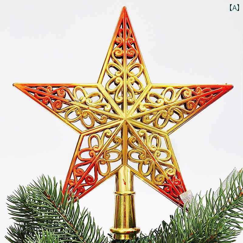 クリスマスツリー 星 トップ おしゃれ オーナメント ゴールド 赤 青 明るい 装飾 キラキラ デコレーション ホロウ 存在感 目立つ ゴージャス