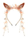 うさ耳 カチューシャ ヘアアクセサリー ウサギ 花 チェーン パール オレンジ かわいい 華やか 短め コスプレ 仮装 コスチューム イベント ハロウィン