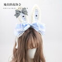 うさ耳 カチューシャ ロリータ ヘアアクセサリー ヘッドドレス クリップ ウサギ かわいい ガーリー リボン レース 水色 コスプレ イベント