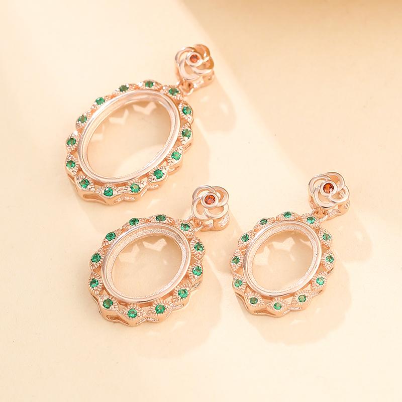 Necklaces, Pendants - 空枠 ペンダント トップ 台座 パーツ DIY 材料 装飾 アクセサリー シルバー925 メンズ レディース レトロ ピンク ゴールド ラウンド ラインゴールド エレガント