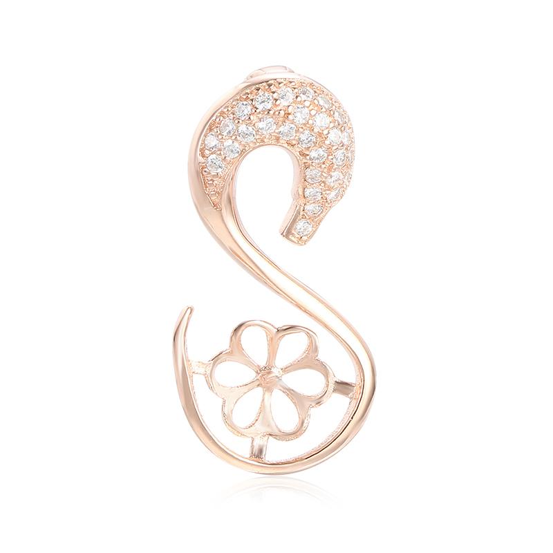 空枠 ペンダント トップ 台座 パーツ DIY 材料 装飾 アクセサリー 白鳥 ブラケット レディース シルバ..