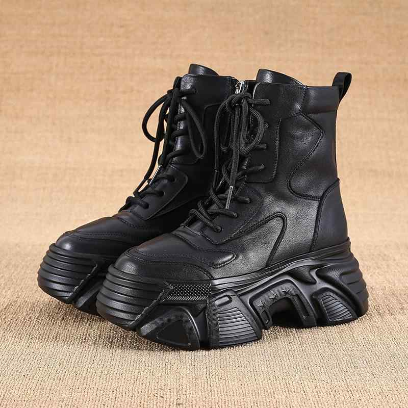 ショートブーツ レディース 厚底 シューズ 女性用 靴 冬 つま先 丸い レースアップ ブリティッシュ 英国風 歩きやすい スリム プラットフォームソール ハイヒール