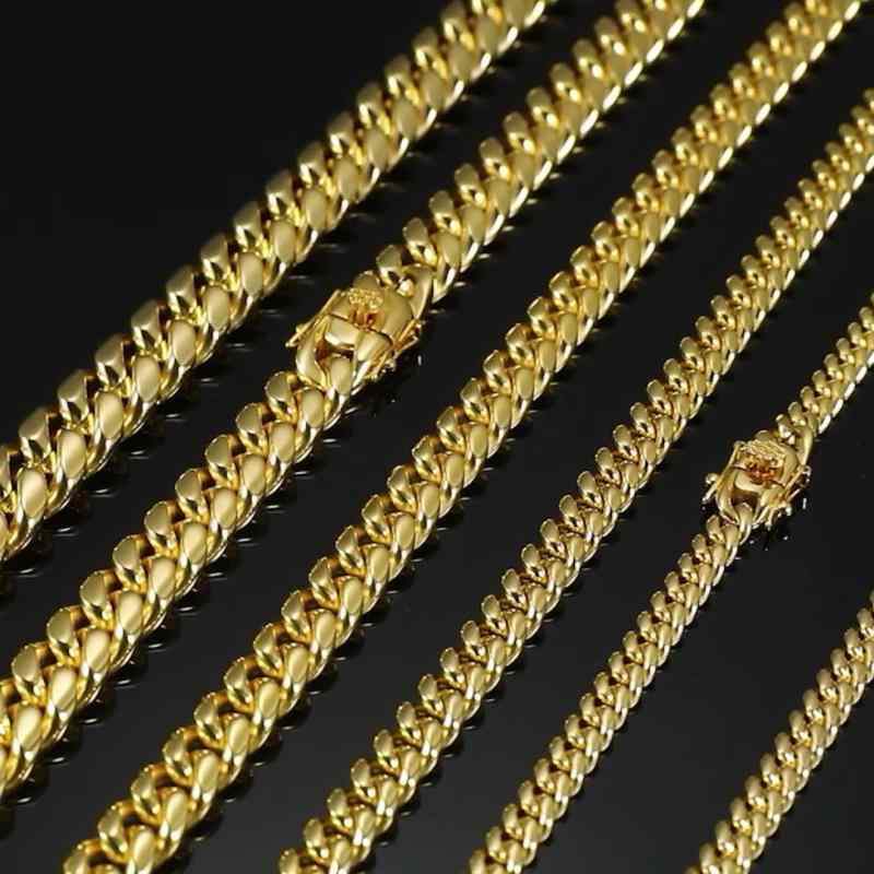 太い チェーン ネックレス 極太 マイアミ キューバン ヒップホップ ごつい ラップ アメリカン ストリート ICED OUT アイスアウト チタン 銅 ゴール...