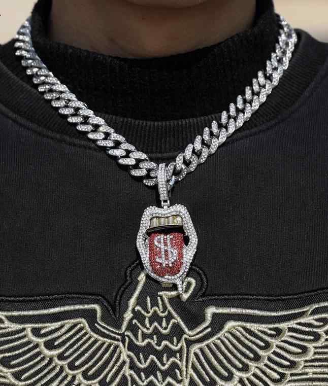 太い チェーン ネックレス 極太 マイアミ キューバン ヒップホップ ラップ アメリカン ストリート ICED OUT アイスアウト 三次元 カラー ストーン ...