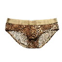 下着 メンズ セクシー ヒョウ柄 おしゃれ 男性 フィット 快適 アンダーウェア ブリーフ ローライズ 黄色 ヒョウ柄 ナイロン 柔らかい 大きいサイズ