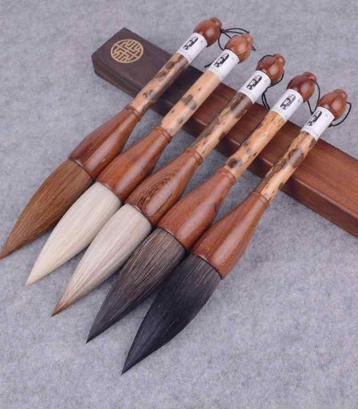 書道 筆 太い 文房具 習字用品 対句 楷書 行書 絵画 中国 ダルマ軸 マホガニー 竹 持ちやすい 円錐形 弾力 鋭い 柔らかい イタチ 羊 牛耳毛