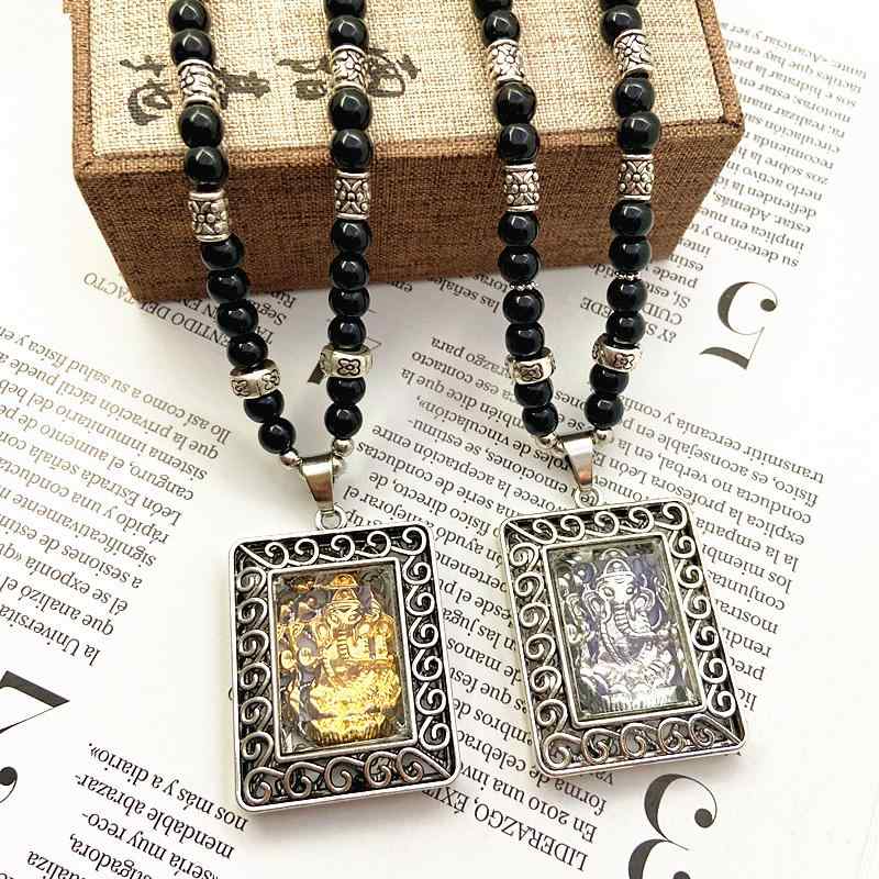 ネックレス アクセサリー ペンダント 仏教 レトロ エスニック ロング 象 メンズ レディース シルバー ..