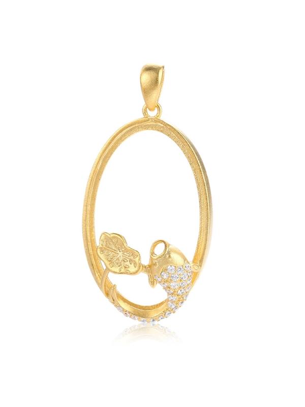 空枠 ペンダント トップ S925 スターリングシルバー バックル 空ホルダー 女性 魚 プラチナカラー ゴールド ローズゴールド ハンドメイド DIY