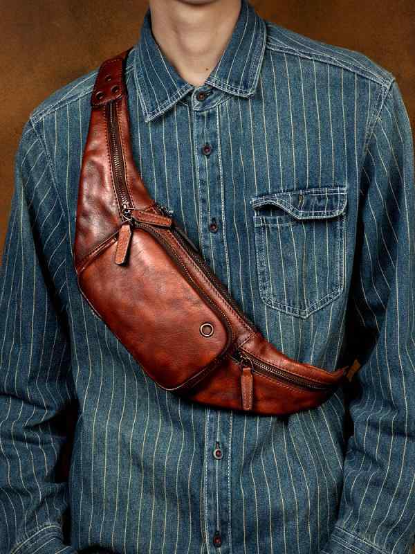 メッセンジャーバッグ メンズ スポーツ レザー ショルダー レディース カジュアル おしゃれ 牛革 ファスナー レトロ 斜め掛け 鞄 シンプル クロスボディ 茶(4.0)