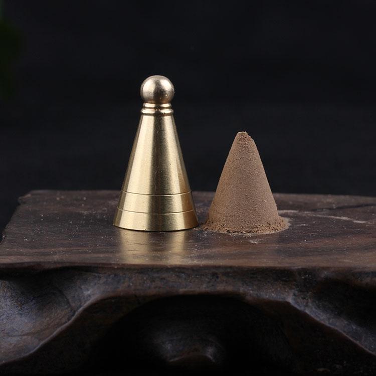 香道具 セット 工芸品 塔 型 3点 円錐 スプーン 皿 タワーモールド 花 蓮 レトロ 可愛い 銅 エスニック 趣味 娯楽 癒し リラックス