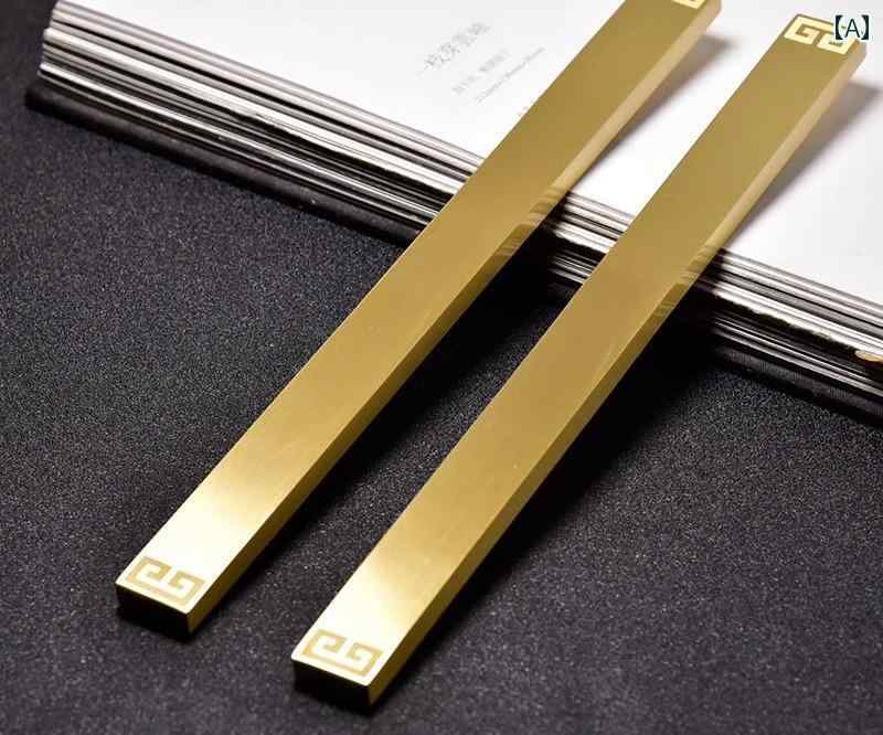 文鎮 おしゃれ 真鍮 340g 25cm 2点セット 定規 幾何学模様 目盛り 書道 絵画 写経 練習 文房具 インテリア コレクション チャイナ風 プレゼント...