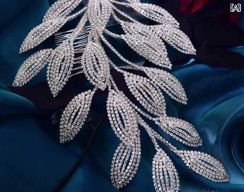 ウェディング ヘッドドレス 花 Yヘアコーム 可愛い 痛くない ビジュー ラインストーン キラキラ 華やか 上品 ブライダル 髪飾り 披露宴 シルバー ゴールド