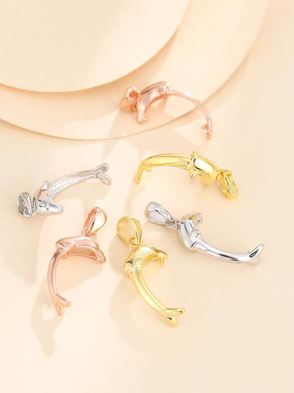 空枠 ペンダント アクセサリー ネックレス パーツ チャーム ホルダー ハンドメイド DIY S925 レディース おしゃれ イルカ プラチナ ローズゴールド 金