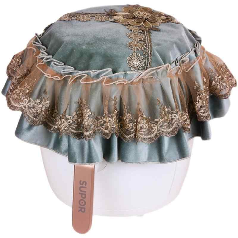 炊飯器 ほこり よ け カバー ヨーロッパ 北欧 生地 キッチン 家電 防塵 タオル 家庭用 傷 汚れ 防止 布 ラウンド 円形 丸型 刺繍 緑 青 赤 エレガント