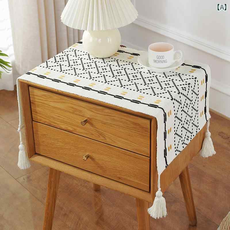 サイド テーブルクロス おしゃれ キャビネット 小さな シンプル 綿糸織り ベッド カバー 布 電子レンジ..