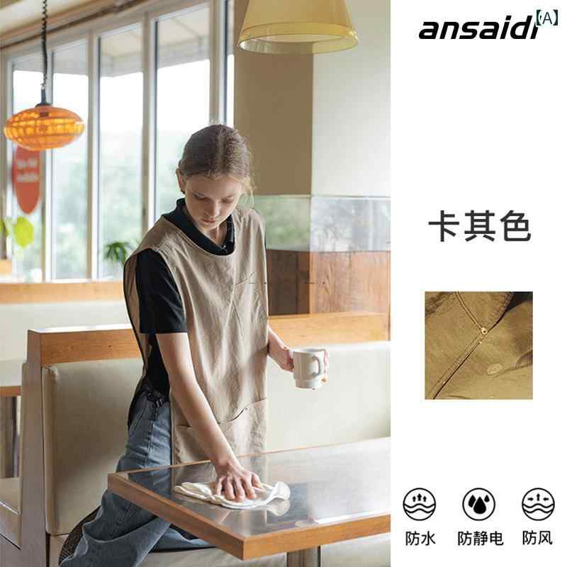 ガーデニングエプロン おしゃれ 防水 耐油 キッチン 家庭用 メンズ レディース 男女兼用 フリーサイズ ベスト アウトドア キャンプ カーキ グリーン ブラック