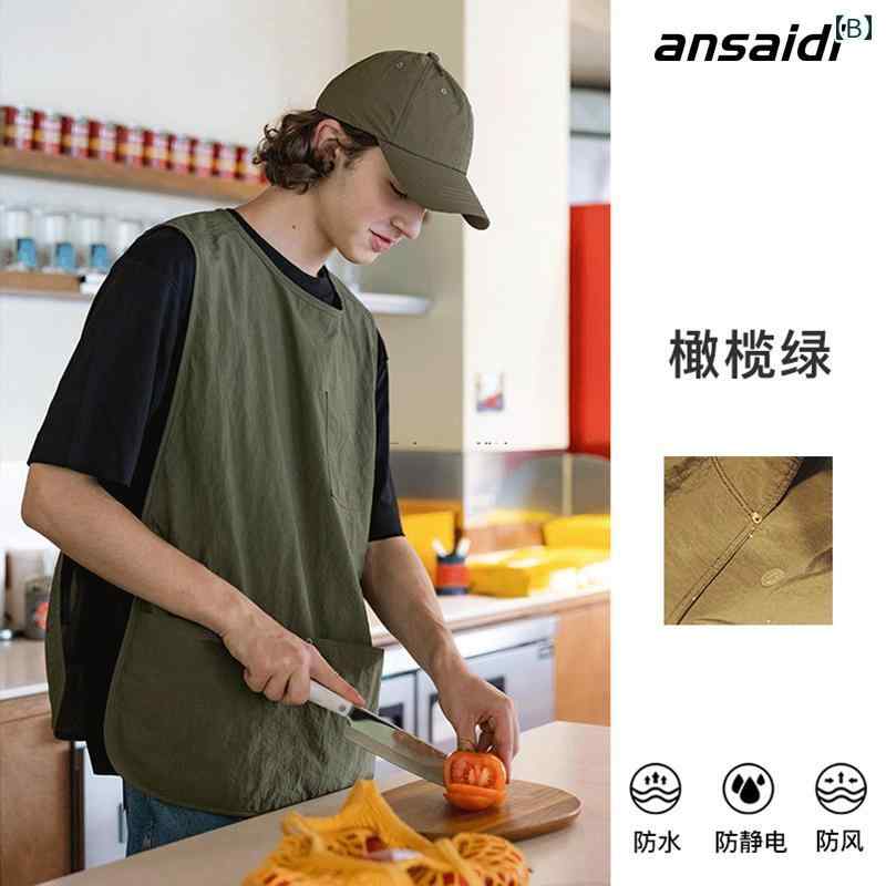 ガーデニングエプロン おしゃれ 防水 耐油 キッチン 家庭用 メンズ レディース 男女兼用 フリーサイズ ベスト アウトドア キャンプ カーキ グリーン ブラック