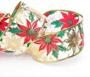 クリスマス ラッピング リボン 手芸 かわいい リース ツリー デコレーション プレゼント おしゃれ 包装 装飾 DIY 金 赤 緑 花 太い テープ ブーケ