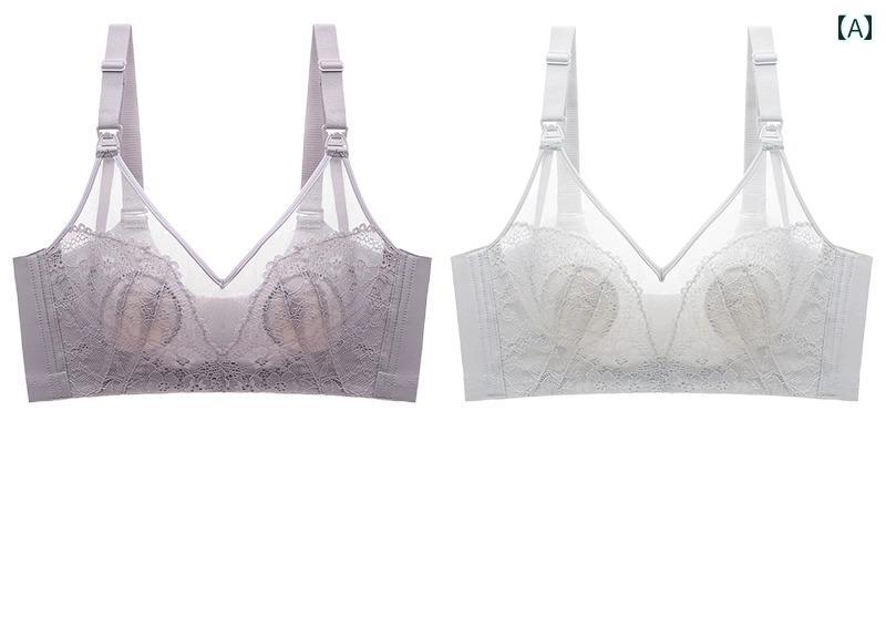 授乳ブラ おしゃれ ブラジャー 妊娠期 下着 薄手 ギャザー 垂れ下がり 防止 産後 マタニティ レース 白 黒 紫 オールシーズン 通気性