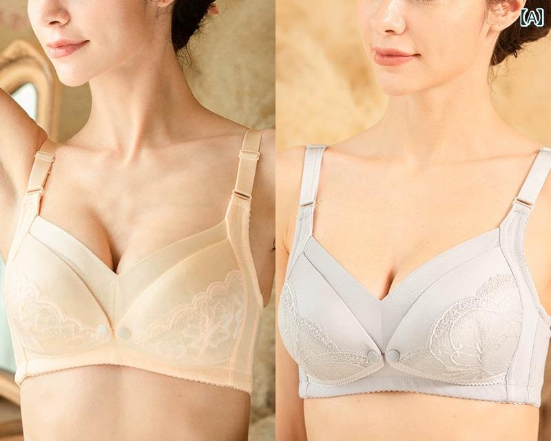 授乳ブラ おしゃれ 前開き 下着 マタニティ ブラジャー ギャザー 垂れ下がり 防止 産後 薄手 妊娠期 青 紫 ピンク ボタン ノンワイヤー 快適