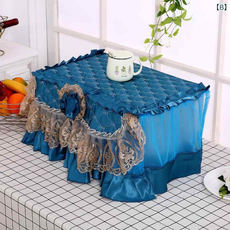 電子レンジカバー ほこりよけ 布 キッチン用品 オーブン 防塵 防油 耐久性 汚れ防止 ヨーロピアン おしゃれ レース フリル 花 紫 青 ピンク