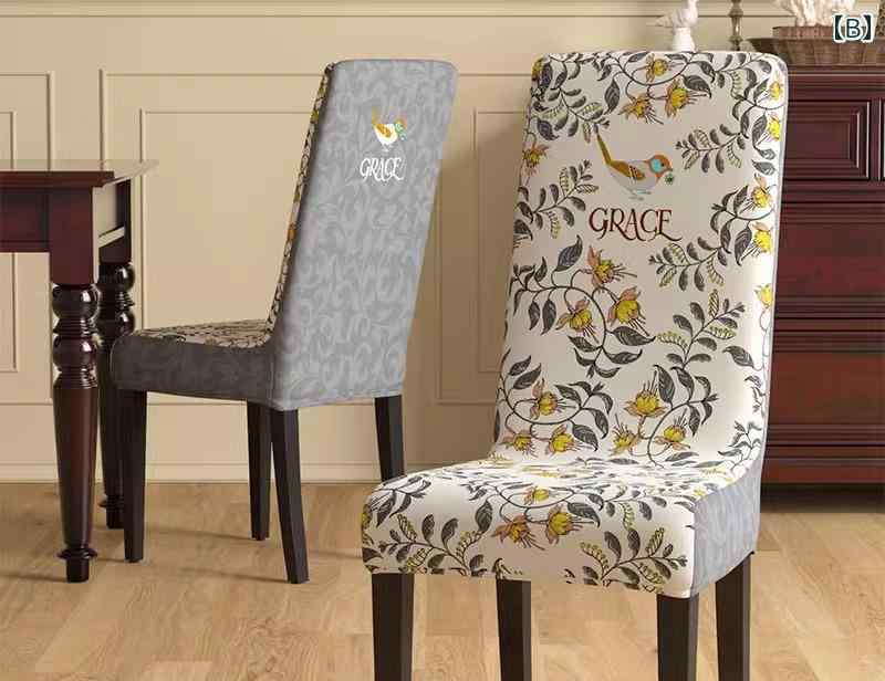 チェアカバー おしゃれ 椅子 ダイニング ホーム 伸縮性 耐久性 色褪せしない生地 通気性 ストレッチ 背もたれ 洗える 柄 柔らかい オールシーズン 黄 グレー [3]