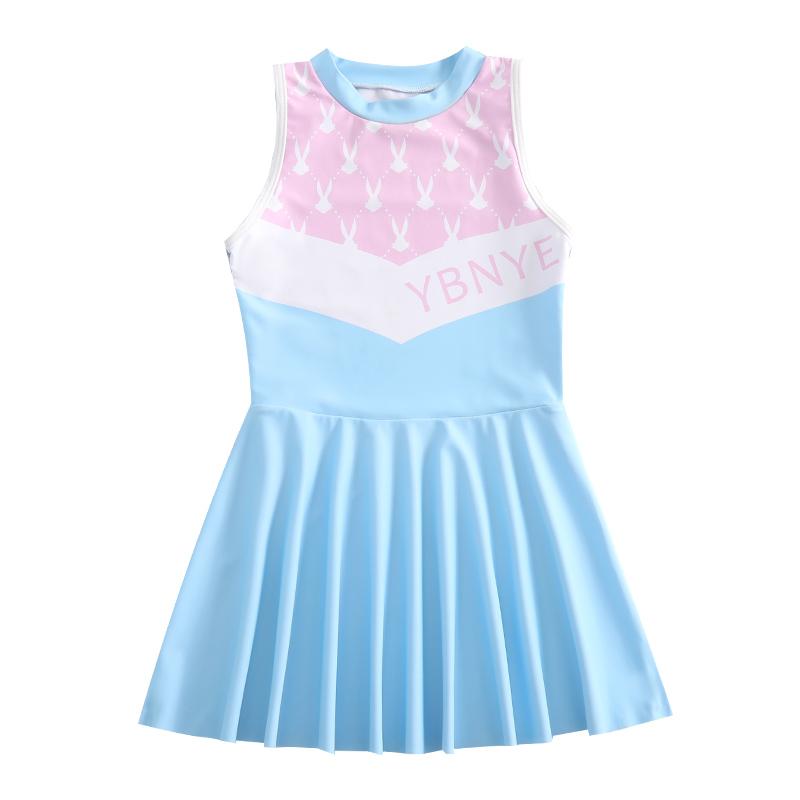 水着 セパレート 女の子 子供用 ワンピース ノースリーブ ラウンドネック ガールズ ショートパンツ 胸パッド 大きいサイズ 夏 海 プール 川 プリント うさぎ 柄 黒 青 ピンク