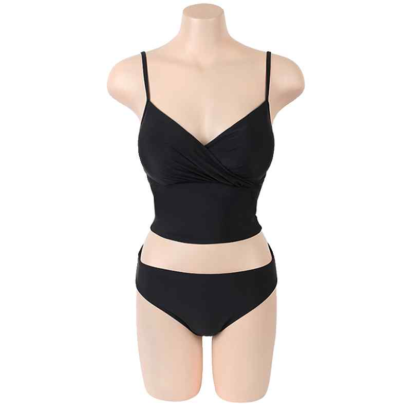 ビキニ レディース 水着 上下セット セパレート ビーチ 旅行 温泉 胸パッドあり ワイヤーなし ストラップ 調整可能 無地 おしゃれ 緑 黒