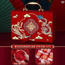 現金 ケース 中国 レトロ 結婚祝い 結納 グリッター素材 キラキラ 大容量 ジュエリー 保管 セット大きいサイズ 花 龍 鳳凰 赤