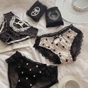 セクシー パンティー レディース ランジェリー 下着 パンツ レース ショーツ かわいい リボン フリフリ 通気性 水玉柄 黒 ピンク