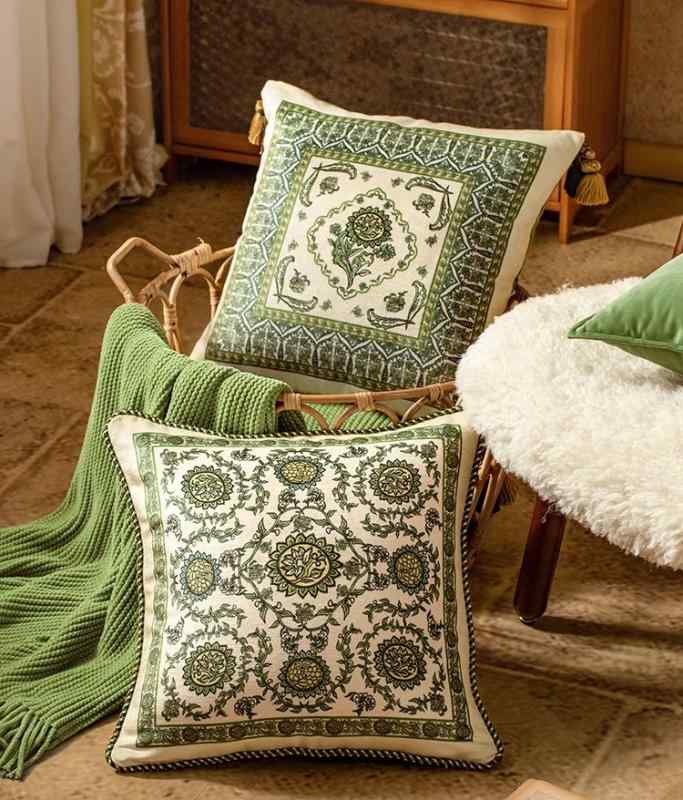 クッション カバー おしゃれ マヤ アメリカン エスニック レトロ エレガント モダン シェニール ソファ..