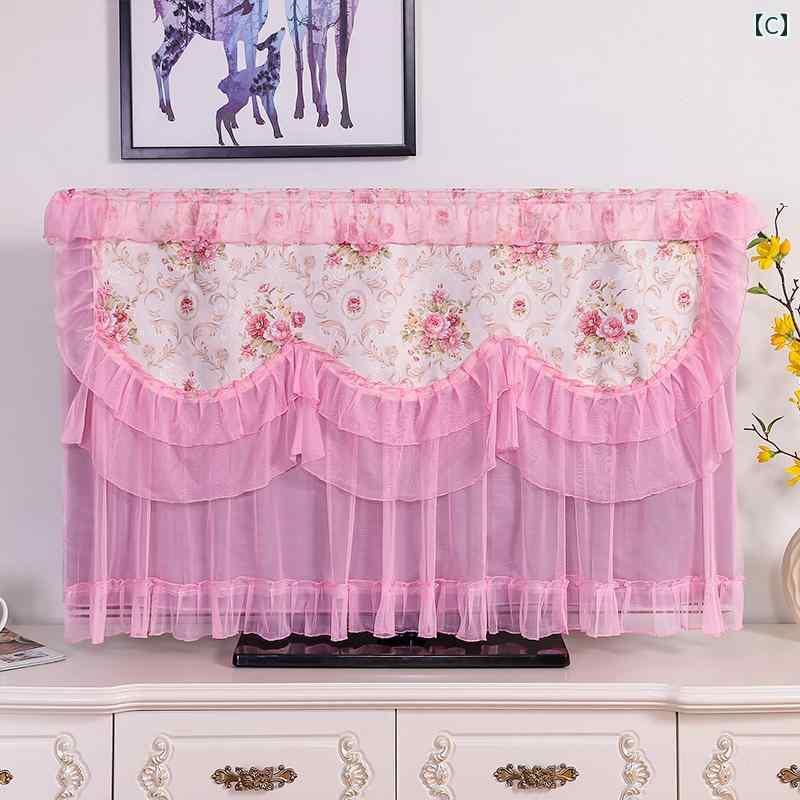 テレビ モニター カバー ほこりよけ TV ディスプレイ PC デスクトップ 汚れ防止 保護 防塵 液晶 画面 レース 花 華やか エレガント ピンク 紫 キャベツ