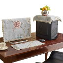 パソコン モニター カバー ほこりよけ ディスプレイ PC デスクトップ 汚れ防止 保護 防塵 クロス キーボード セット 布製 レース 刺繡 花...