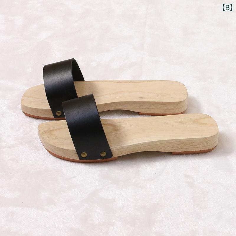 メンズ サンダル スリッパ 木製 レディース 夏 下駄 つっかけ 浴衣 温泉 海水浴 通気性 滑りにくい レトロ カジュアル 無地 茶色 黒