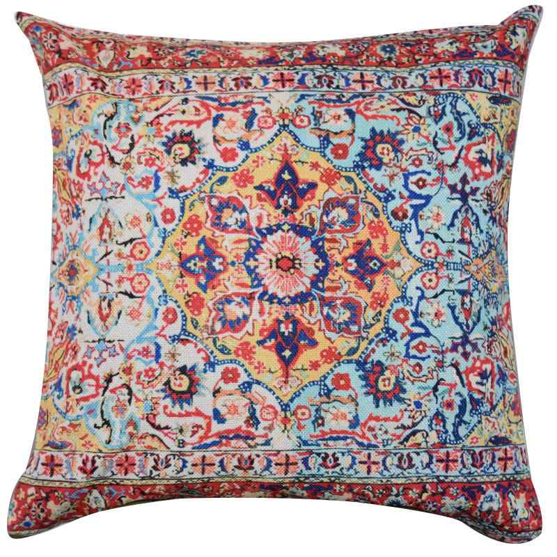 クッションカバー エスニック 民族風 スクエア 角型 インテリア 雑貨 柔らかい ふわふわ コットン リネン ファスナー ボヘミアン おしゃれ リビング ソファ ベッド 寝室