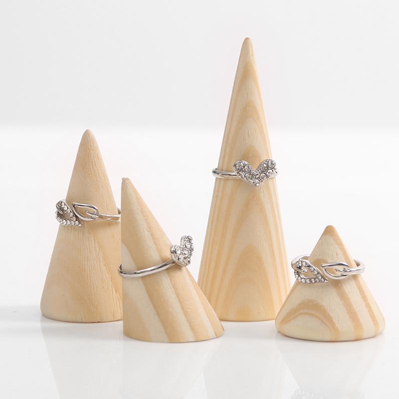 指輪 リング ディスプレイ スタンド ホルダー ピロー 展示 アクセサリー 装飾品 無垢材 木製 コーン お..