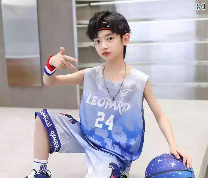 バスケ ウェア キッズ 男の子 夏 ノースリーブ ハーフパンツ 上下セット ジャージ ...