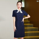 受付 制服 ワンピース レディース おしゃれ 夏 半袖 フェミニン スチュワーデス フロント 営業
