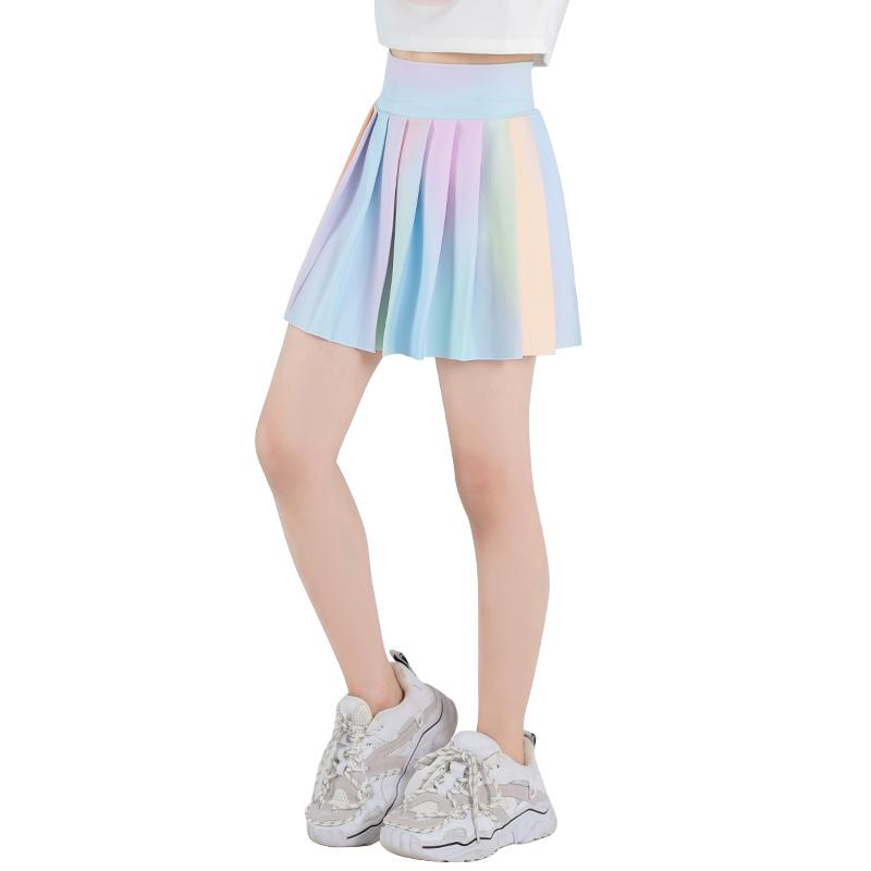 スコート テニス プリーツ 子供 春夏 スポーツ ミニスカート インナーパンツ 重ね着風 半袖 Tシャツ 2点セット 通気 吸湿 速乾 ソフト おしゃれ カラフ...