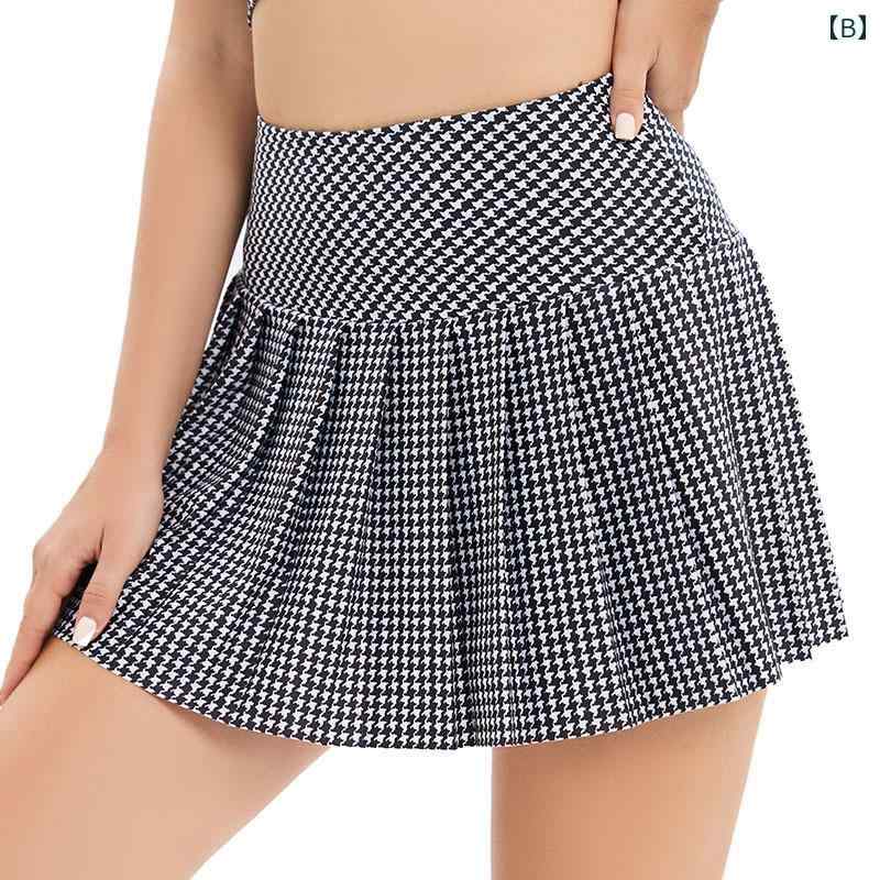 スコート テニス ランニング プリーツ レディース スポーツ ミニスカート インナーパンツ 重ね着風 ポケット 速乾 通気 吸湿 おしゃれ チェック柄 千鳥格子 緑 ピンク 紫 大きいサイズ