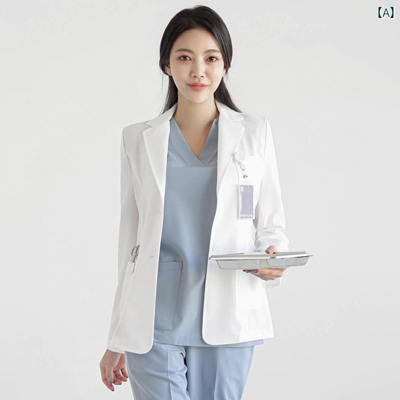 ドクターコートハーフ丈コート メンズ レディース 韓国 整形 外科 病院 マネージャー ショート 白衣 女性 歯科 口腔 研究