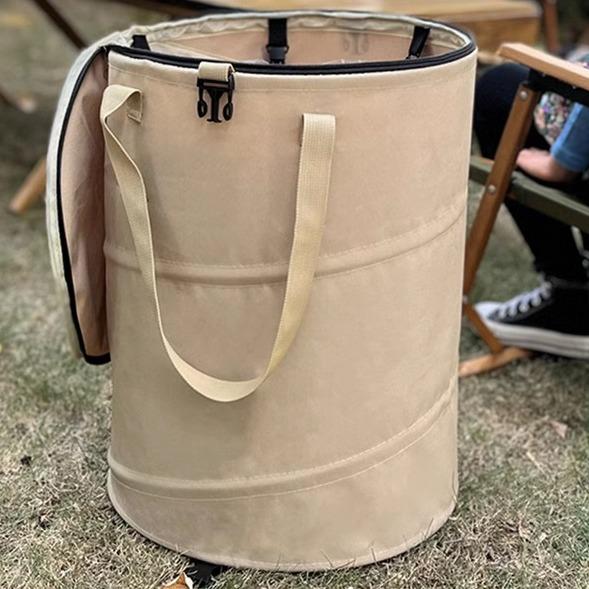キャンプ ゴミ袋 スタンド 屋外 折りたたみ 厚手 オックスフォード 布 ガーデン ポータブル 弾性 バケツ 蓋付き 持ち運び 取手 グリーン ベージュ ブラック